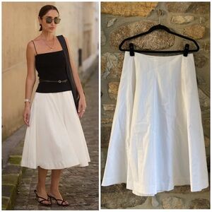 NWT Lafayette 148 New York Helena Cotton A Line Skirt $448 Womens 4 White